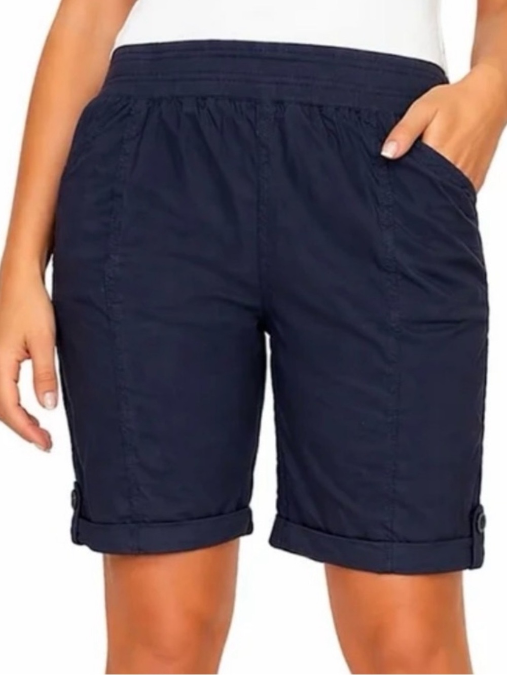 Briggs New York Women's XXL Pull-On Bermuda Shorts - Navy NWT